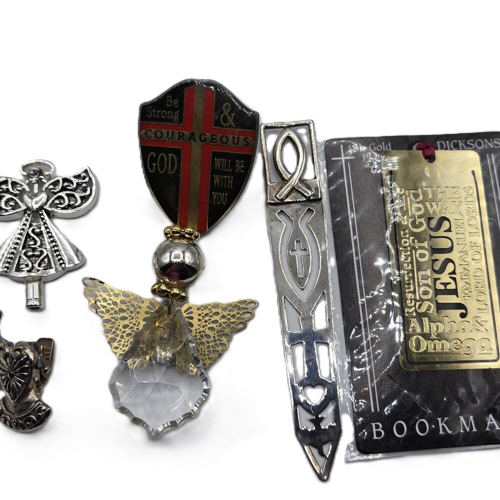 3 Angel Pins & Clips 2 Jesus Book-Markers  Religious 1 CAMCO  Message Clip Re
